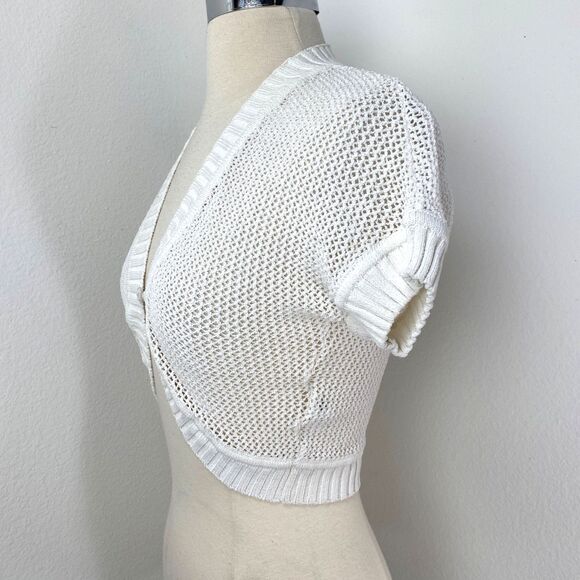 Vtg Caslon White Crochet Bolero Sweater Small Coquette Whimsy Fairy Boho Peasant - Picture 7 of 12
